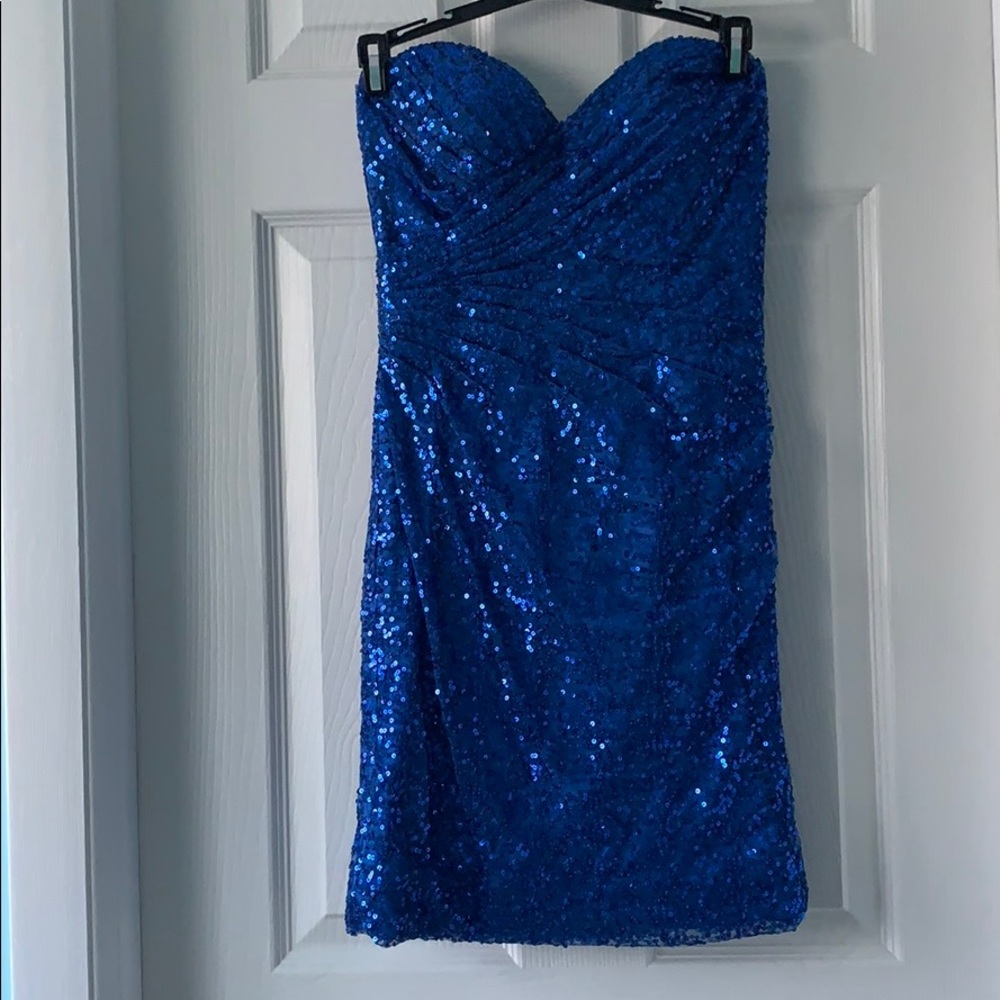 Royal blue sequin mini dress